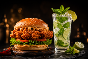 Chicken Spicy Zinger Burger & Mojito